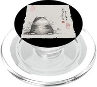 Funny Fat Cat Japanese Zen Buddha Chonky Cat Painting PopSockets PopGrip for MagSafe