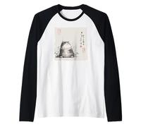 Funny Fat Cat Japanese Zen Buddha Chonky Cat Painting Raglan Baseball Tee