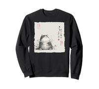 Funny Fat Cat Japanese Zen Buddha Chonky Cat Painting Sweatshirt
