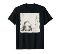 Funny Fat Cat Japanese Zen Buddha Chonky Cat Painting T-Shirt