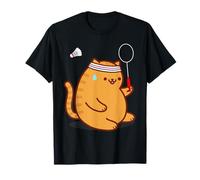 Funny Fat Cat Playing Badminton T-Shirt