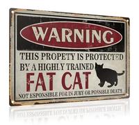 Funny 'Fat Cat Protects Property' Sign Decor for Home, Office, Cafe & More 8x12 In 04