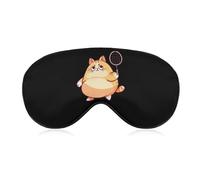Funny Fat Yellow Cat Playing Badminton Sleep Mask Soft Blackout Eye Mask Eye Shade Cover with Adjustable Strap for Men Women