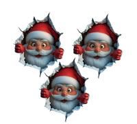 Funny Father Christmas Breaks Through The Wall Stickers, Cartoon Santa Claus Stickers Decals for Interior Doors Window Decorations, Easy to Use and Remove (3pcs)