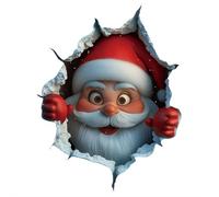Funny Father Christmas Breaks Through The Wall Window Stickers,Cartoon Santa Claus Images,Door Stickers for Interior Doors,Window Christmas Decorations