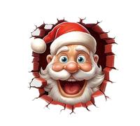 Funny Father Christmas Breaks Through The Wall Window Stickers,Door Stickers for Interior Doors,Window Christmas Decorations Indoor (Santa A)