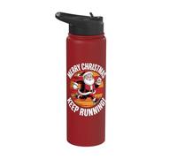 Funny Father Christmas Runner Santa Run Dash Costume Xmas Stainless Steel Insulated Water Bottle