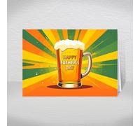 Funny Father’s Day Card - Beer Pint Design Happy Father’s Day Card for Dad, Stepdad, Grandad or Husband - Bright Retro Style A5 Greeting Card with Printed Message Inside