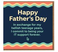 Funny Father’s Day Card for Dad - IT Support Forever - Tech Geek Joke from Son or Daughter - Humorous Computer Themed Greeting Card