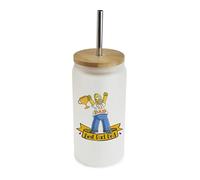 Funny Father’s Day Gift - Best Dad BOD - Trophy Winner - Humorous Gift for Dad, Frosted Glass Tumbler 18 OZ with Bamboo Lid & Silver Straw.