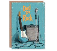 Funny Father's Day Card Dad You Rock Guitar Design Greeting Card Blank Inside