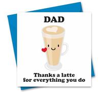 Funny Fathers Day Card For Dad Coffee Thank You Joke Father's Day Card From Daughter or Son Dads Fathers Day Cards With Blue Envelope