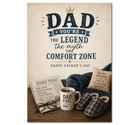 Funny Fathers Day Card for Dad Comfort Zone Large A4 Greeting Card with Envelope Legend Myth Cosy Humour Card from Son Daughter Wife Kids