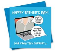 Funny Fathers Day Card For Dad Father's Day Cards Tech Support Joke Gag Step Dad From Daughter or Son
