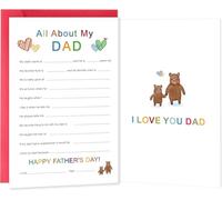 Funny Fathers Day Card for Dad, Fill-in-the-Blank Interactive Tribute Card, Heartfelt & Humorous Father's Day card from Daughter, Son & Kids