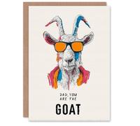 Funny Father's Day Card for Dad Greatest Of All Time Goat Greeting Card Blank