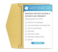 Funny Father's Day Card for Dad, Humorous Fathers Day Card from Son Daughter, Reasons for Not Buying A Father's Day Present