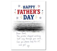 Funny Fathers Day Card for Dad Printer Stopped Working Large A4 Greeting Card with Envelope DIY Fix It Humour Card from Son Daughter Wife Kids
