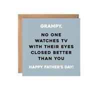 Funny Fathers Day Card For Grandad - Grampy No One Watches TV With Their Eyes Closed Better Than You - Hilarious Card For Grampy, Grandpa, Him, From Grandson, From Granddaughter