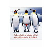 Funny Father's Day Card Penguins In Speedos - Swimming