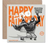 Funny Father's Day Card - Still Young at Heart - Whimsical Shopping Trolley Ride Cartoon - Perfect for a Playful Birthday Laugh - 145mm Square, Envelope Included