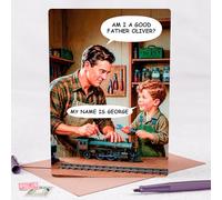 Funny Father's Day Card with Personalised Message Inside - Dad Gets Son's Name Wrong Humorous Design, Premium 300gsm Matt Card 7x5in with Envelope