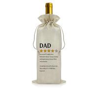 Funny Fathers Day Gift Drawstring Wine Gift Bag Dad Gift from Daughter Son Dad Birthday Gifts Christmas Thanksgiving Valentines Presents for Daddy Father Stepfather Reusable Wine Bottle Covers