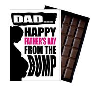 Funny Father's Day Gift From the Bump Unborn Child Baby Silly Present for New Dad Daddy Card Oncocoa 100 Gram Belgian Milk Chocolate Greeting DADIYF148