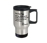 Funny Fathers Day Travel Mug Gifts for Cat Dog Dad Dear Cat Dog Dad Bite Him in The Nuts Unique Coffee Mugs Best Gifts Cat Dad Owner from