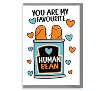 Funny Favourite Human Bean Card Cute Pun Love Design for Him Her Friend Boyfriend Girlfriend Anniversary Valentine 5x7 with Envelope JBS02