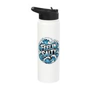 Funny Feeling Salty Ocean Wave Vacay Surf Beach Summer Cool Stainless Steel Insulated Water Bottle