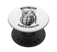 Funny Feminist Angry Chick Grenade Raised On Resistance PopSockets Adhesive PopGrip