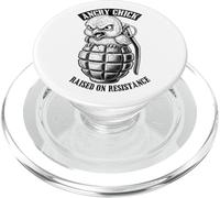 Funny Feminist Angry Chick Grenade Raised On Resistance PopSockets PopGrip for MagSafe