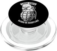 Funny Feminist Angry Chick Grenade Raised On Resistance PopSockets PopGrip for MagSafe