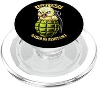Funny Feminist Angry Chick Grenade Raised On Resistance PopSockets PopGrip for MagSafe