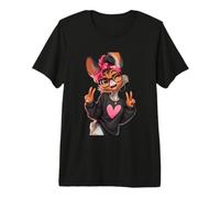 Funny Fennec Fox with Glasses Double Peace Sign Hipster Premium T-Shirt