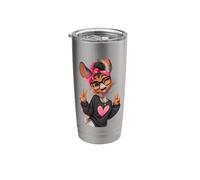 Funny Fennec Fox with Glasses Double Peace Sign Hipster Stainless Steel Insulated Tumbler
