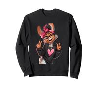 Funny Fennec Fox With Glasses Double Peace Sign Hipster Sweatshirt