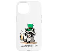 Funny Feral Raccoon Ready To Tear Sh1t Up St Patricks Case for iPhone 15