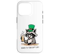 Funny Feral Raccoon Ready To Tear Sh1t Up St Patricks Case for iPhone 16 Pro