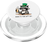 Funny Feral Raccoon Ready To Tear Sh1t Up St Patricks PopSockets PopGrip for MagSafe