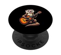 Funny Ferret Playing Guitar Design for Music Lovers PopSockets Adhesive PopGrip