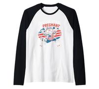Funny Festive Feral and Pregnant Running On Freedom Raccoon Raglan Baseball Tee