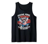 Funny Festive Feral and Pregnant Running On Freedom Raccoon Tank Top