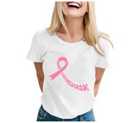Funny Fighting Cancer T-Shirt,Breast Awareness Month T-Shirt Pink Ribbon Shirt Breast UK Short Sleeve Tops T Shirts for Women Now October Female Funny Support for My Mom (White,M)