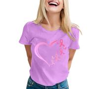 Funny Fighting Cancer T-Shirt Girls Pink Ribbon Youths T-Shirt Girl Breast Cancer Gift Awareness Tee Tops Breast Golf T Shirts Pink Shirt Women 3XL Gifts for Women with (Purple,XXL)