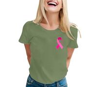 Funny Fighting Cancer T-Shirt Heart Pink Ribbon Tshirt Cancer Pink T-Shirt Breast Awareness Tops Breast Tshirts Women Neon Ladies Tshirt Gifts for Women October Family (Light Green,XXL)
