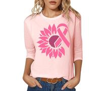 Funny Fighting Cancer T-Shirt,Pink Flowers Ribbon Breast Awareness Fighter Women T-Shirt Pink Shirt Inspirational Tee Top Plain T Ladies Now Gifts for Female UK Funny (Light Pink,L)