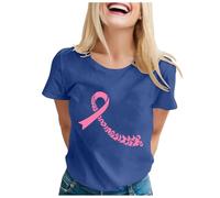 Funny Fighting Cancer T-Shirt Pink Ribbon Gifts Awareness T-Shirt Strong Family Breast Cancer Awareness Breast Tops Tee Shirts I Wear Pink for My Mum Care Gifts for Women (Navy,M)