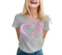 Funny Fighting Cancer T-Shirt Pink Ribbon Pink Shirt Cancer T Shirt Awareness Inspirational Tee Top Race for Life T Tee Shirts Womens Breast Gifts October Family Mom (Grey,XXL)